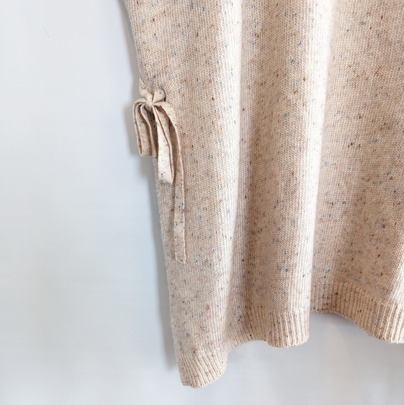 Loft Oversized Poncho Sweater XS Cream Tie Sides Speckled Knit - Picture 7 of 12